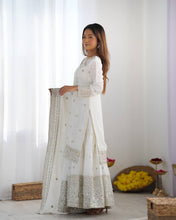 Designer Maroon, White color Chinnon Silk With Embroidery For Girls