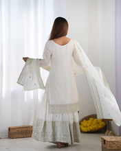 Designer Maroon, White color Chinnon Silk With Embroidery For Girls