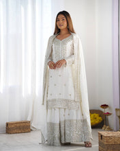 Designer Maroon, White color Chinnon Silk With Embroidery For Girls