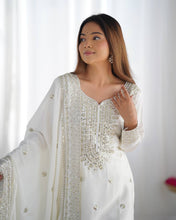 Designer Maroon, White color Chinnon Silk With Embroidery For Girls