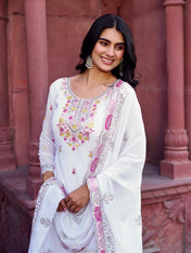 Wedding Wear White Color Faux Georgette Sharara For Girls