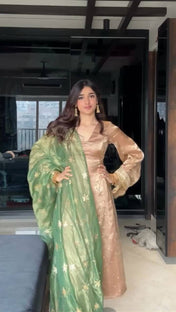 Party Wear Golden Color Jimmy Choo Kurti For Girls