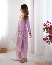 Party Wear Light Purple Color Chanderi Silk Kurti For Girls