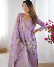 Party Wear Light Purple Color Chanderi Silk Kurti For Girls
