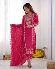 Party Wear Pink Color Chinon Silk Kurti For Girls