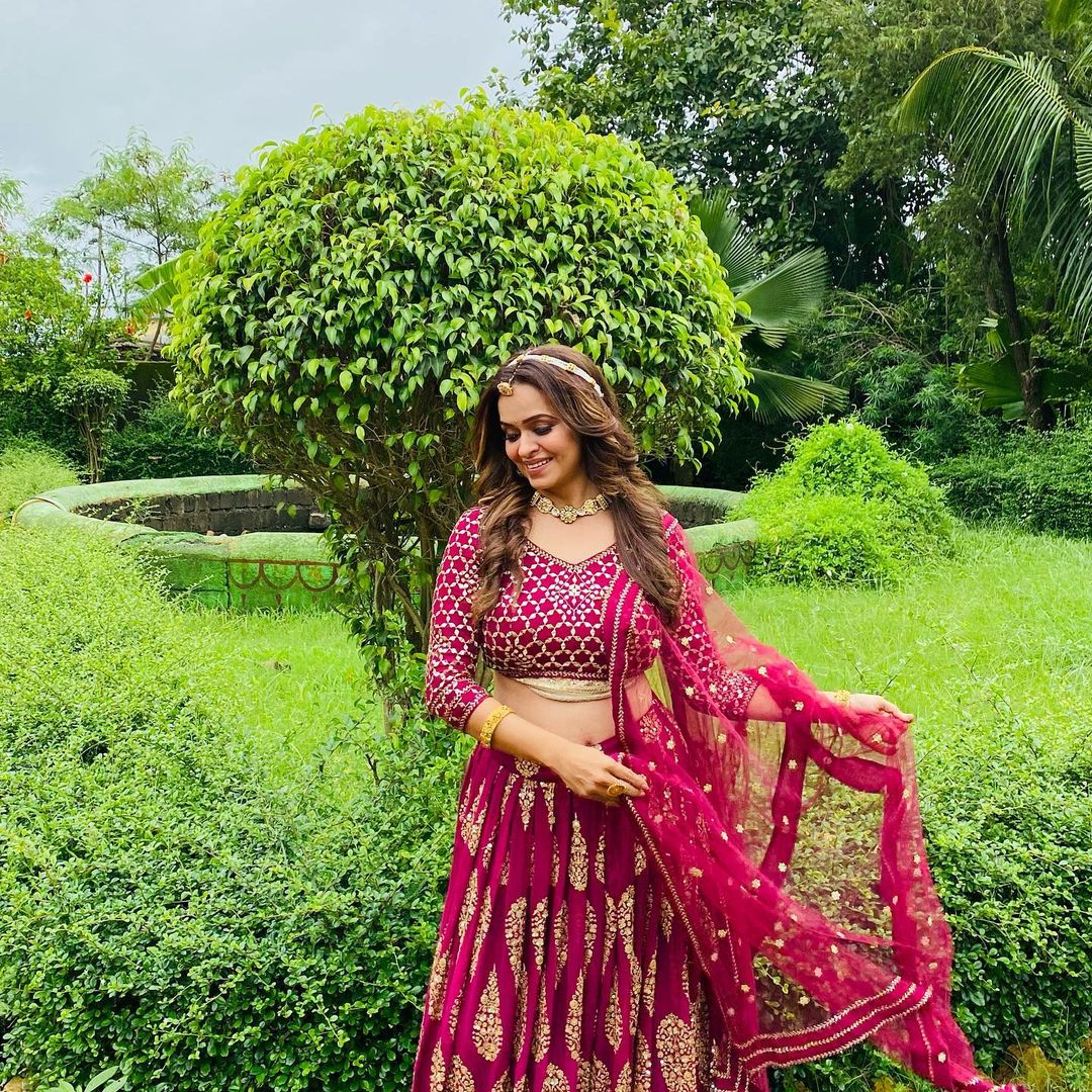 Wedding Wear Cherry Red Color Faux Georgette Lehenga For Girls