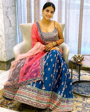 Wedding Wear Multi Color Chinon Silk Lehenga For Girls
