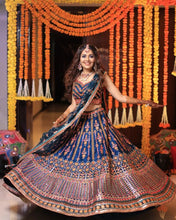 Party Wear Multi Color Chinon Silk Lehenga For Bride
