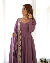 Festival Wear Light Purple Color Pure Roman Silk Chanderi Gown For Girls