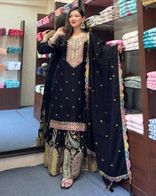 Party Wear Black Color Chinon Silk Kurti For Girls