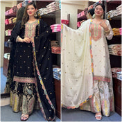 Party Wear White Color Chinon Silk Kurti For Girls