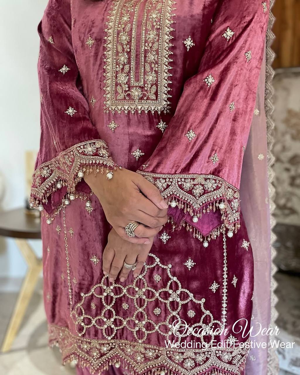 Wedding Wear Pink Color Embroidery Sequence Suits For Girls
