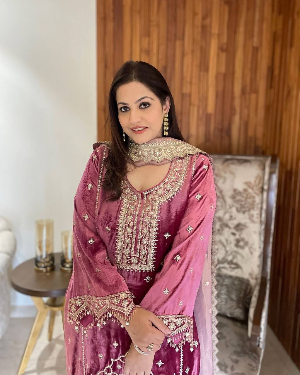 Wedding Wear Pink Color Embroidery Sequence Suits For Girls