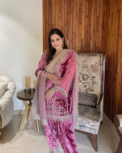 Wedding Wear Pink Color Embroidery Sequence Suits For Girls