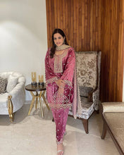 Wedding Wear Pink Color Embroidery Sequence Suits For Girls
