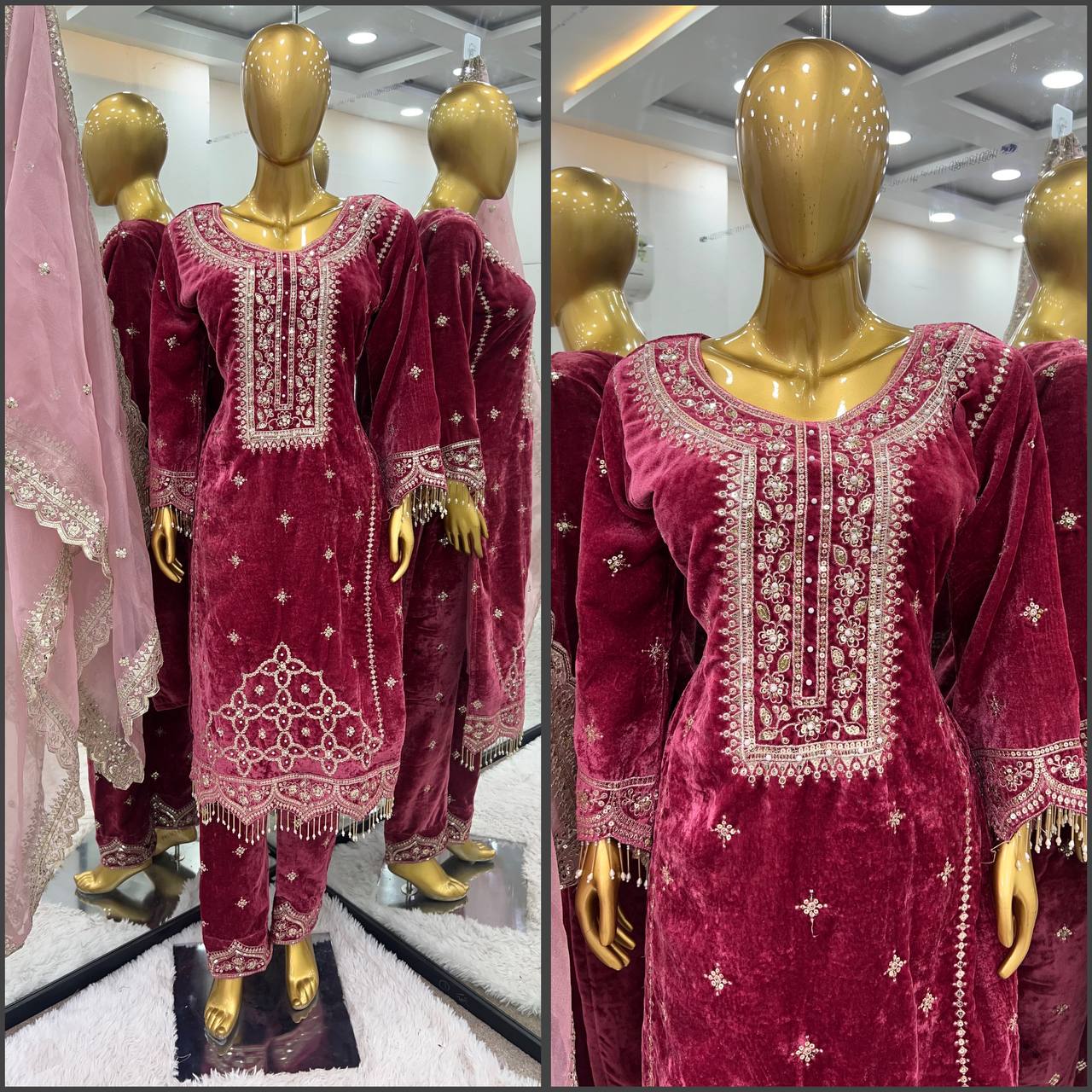 Wedding Wear Pink Color Embroidery Sequence Suits For Girls