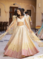 Festival Wear Multi Color Faux Georgette Lehenga For Girls