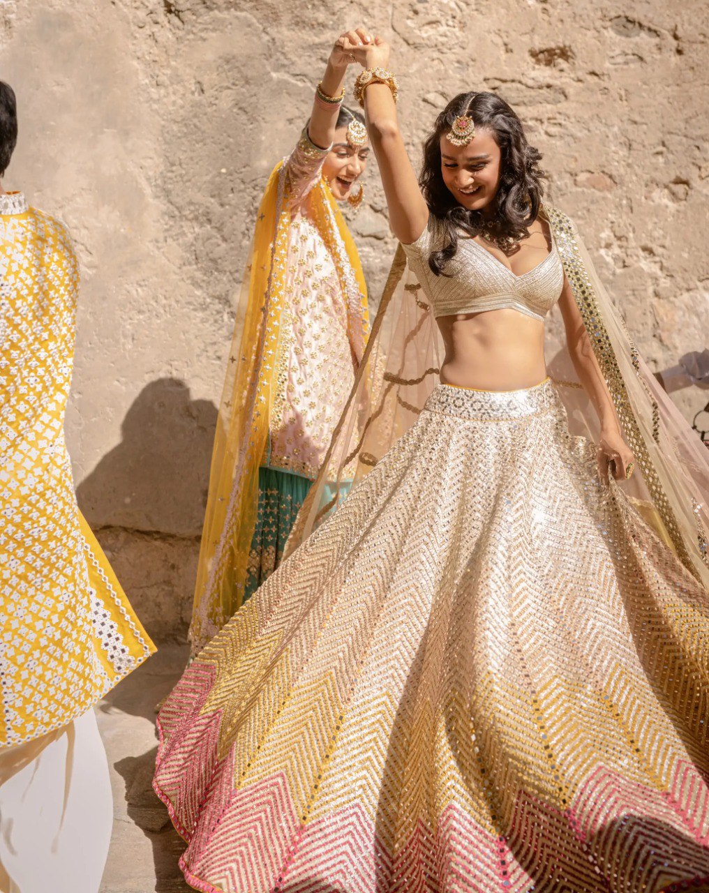 Festival Wear Multi Color Faux Georgette Lehenga For Girls