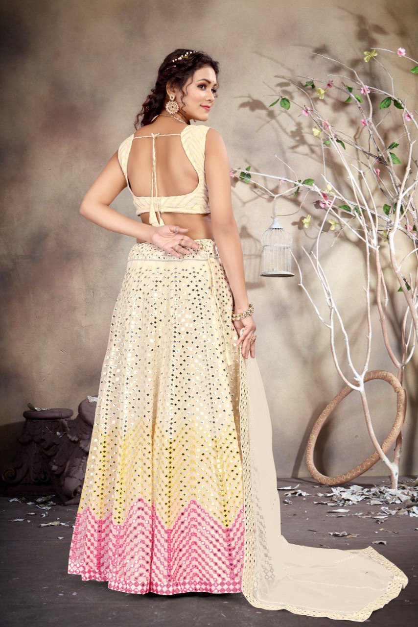 Festival Wear Multi Color Faux Georgette Lehenga For Girls