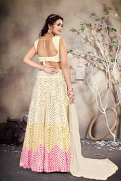 Festival Wear Multi Color Faux Georgette Lehenga For Girls