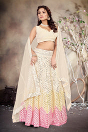 Festival Wear Multi Color Faux Georgette Lehenga For Girls
