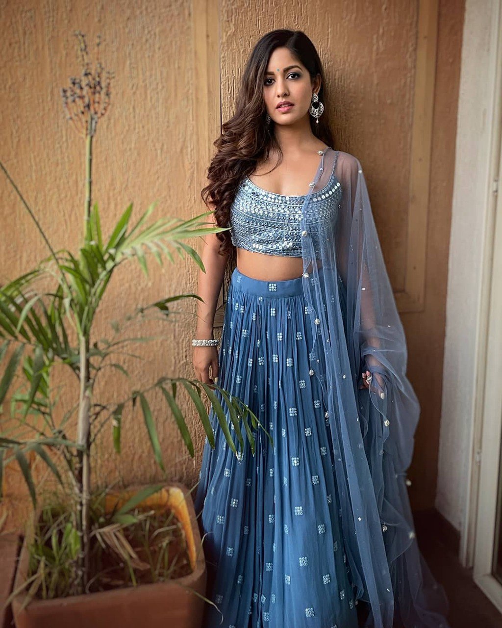 Party Wear Blue Color Faux Georgette Lehenga For Girls