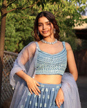 Party Wear Blue Color Faux Georgette Lehenga For Girls