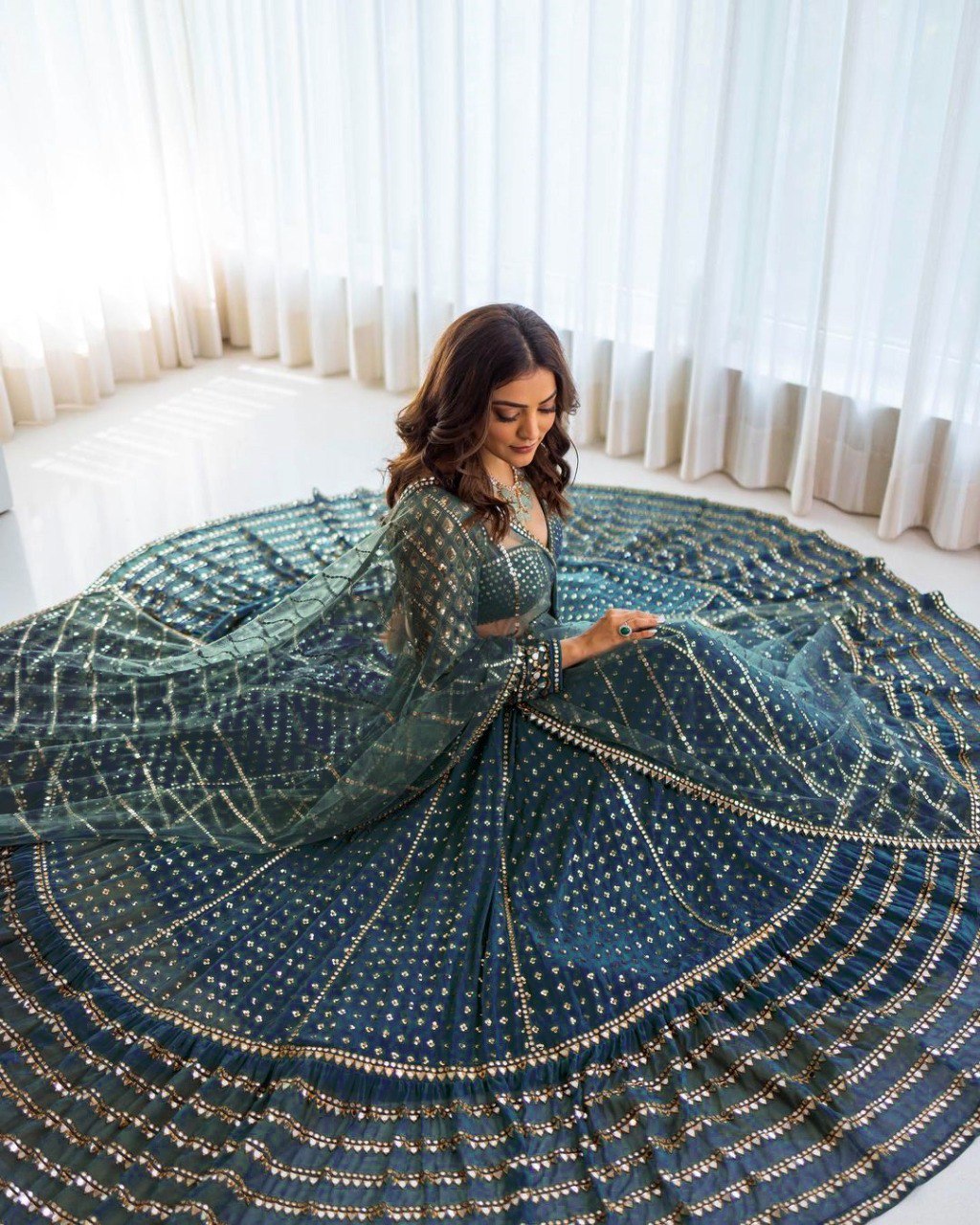 Wedding Wear Blue Color Faux Georgette Lehenga For Girls