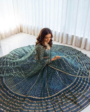 Wedding Wear Blue Color Faux Georgette Lehenga For Girls