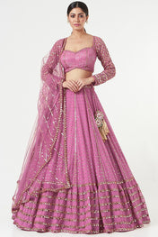 Party Wear Pink Color Faux Georgette Lehenga For Girls