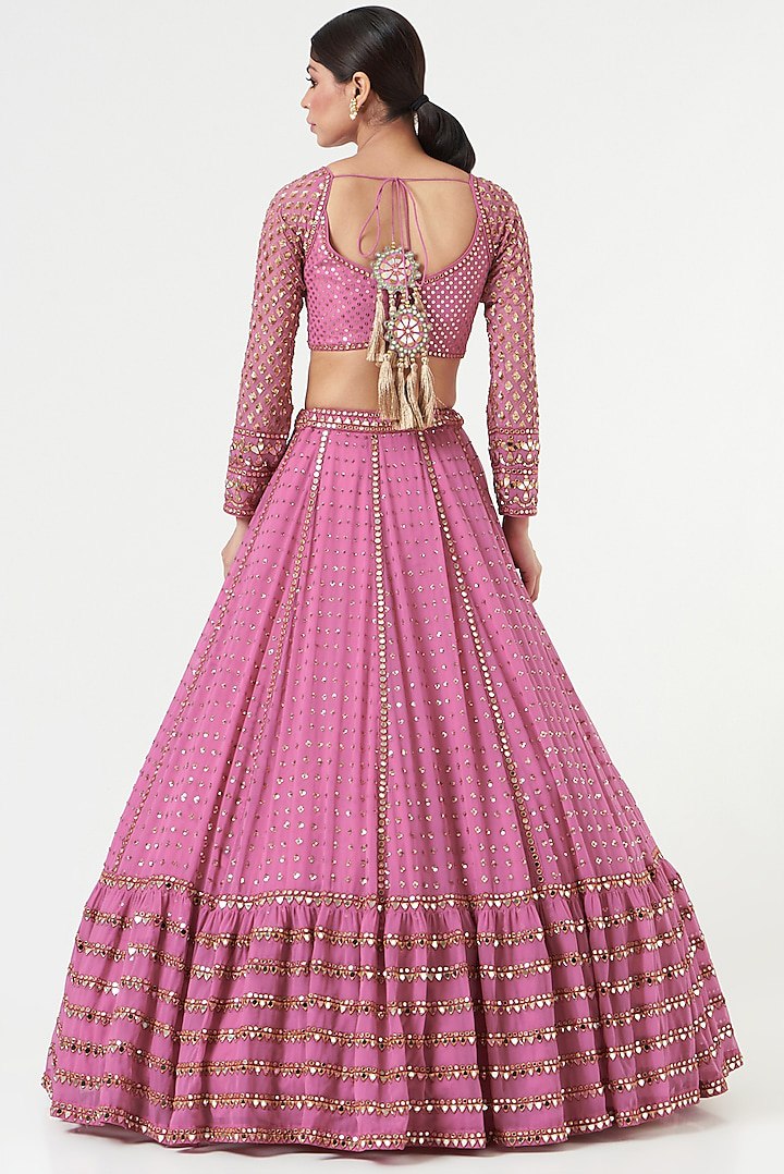 Party Wear Pink Color Faux Georgette Lehenga For Girls