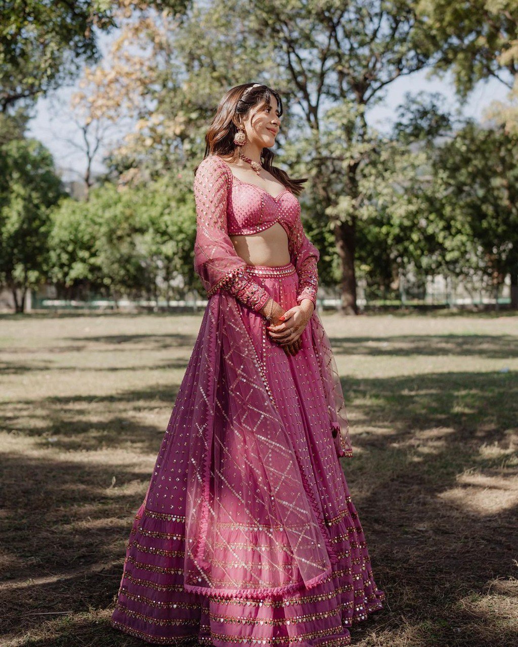 Party Wear Pink Color Faux Georgette Lehenga For Girls