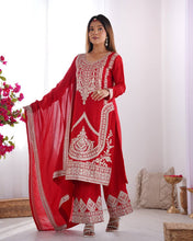 Festival Wear Red Color Pure Vichitra Silk Kurti For Girls