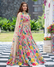 Festival Wear Multi Color Faux Georgette Lehenga For Girls