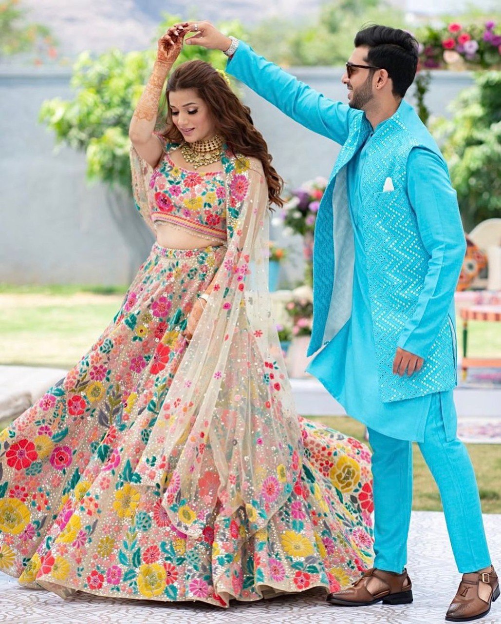 Festival Wear Multi Color Faux Georgette Lehenga For Girls