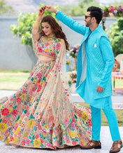 Festival Wear Multi Color Faux Georgette Lehenga For Girls