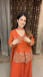 Party Wear Orange Color Georgette Sharara For Women
