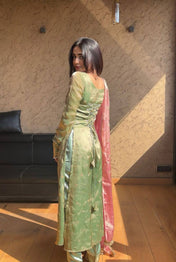 Party Wear Green Color Jimmy Choo Kurti For Women