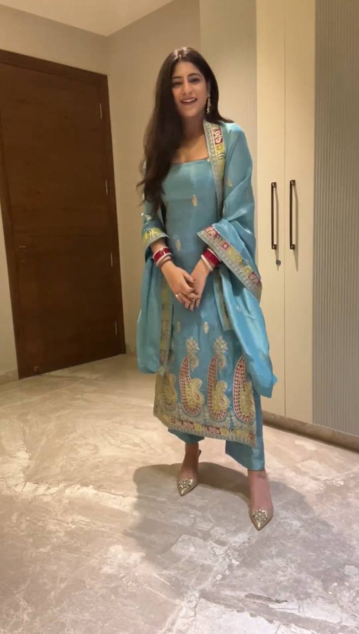 Wedding Wear Kurta Set With Dupatta For Girls
