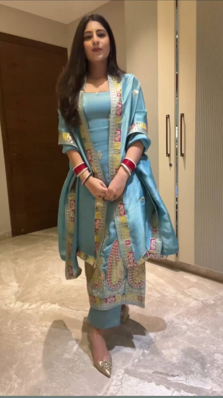 Wedding Wear Kurta Set With Dupatta For Girls