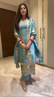 Wedding Wear Kurta Set With Dupatta For Girls