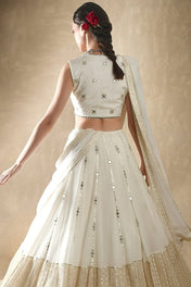 Wedding Wear White Color Georgette Lehenga For Girls