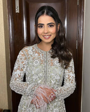 Party Wear Silver Color Micro With Net Embroidery Belt Sharara For Girls