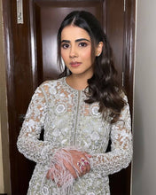 Party Wear Silver Color Micro With Net Embroidery Belt Sharara For Girls