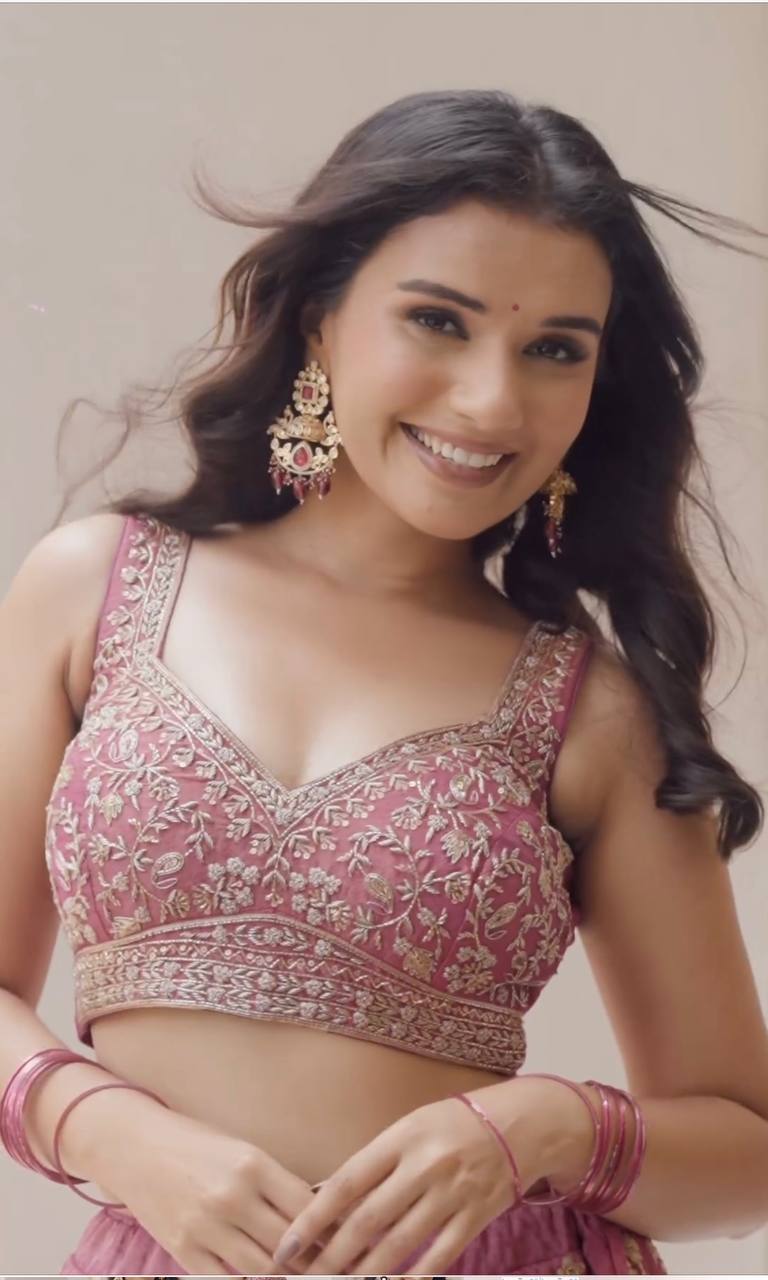 Wedding Wear Pink Color Heavy Chinon Silk Lehenga For Girls