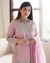 Wedding Wear Pink Color Heavy Chinon Silk Sharara For Girls