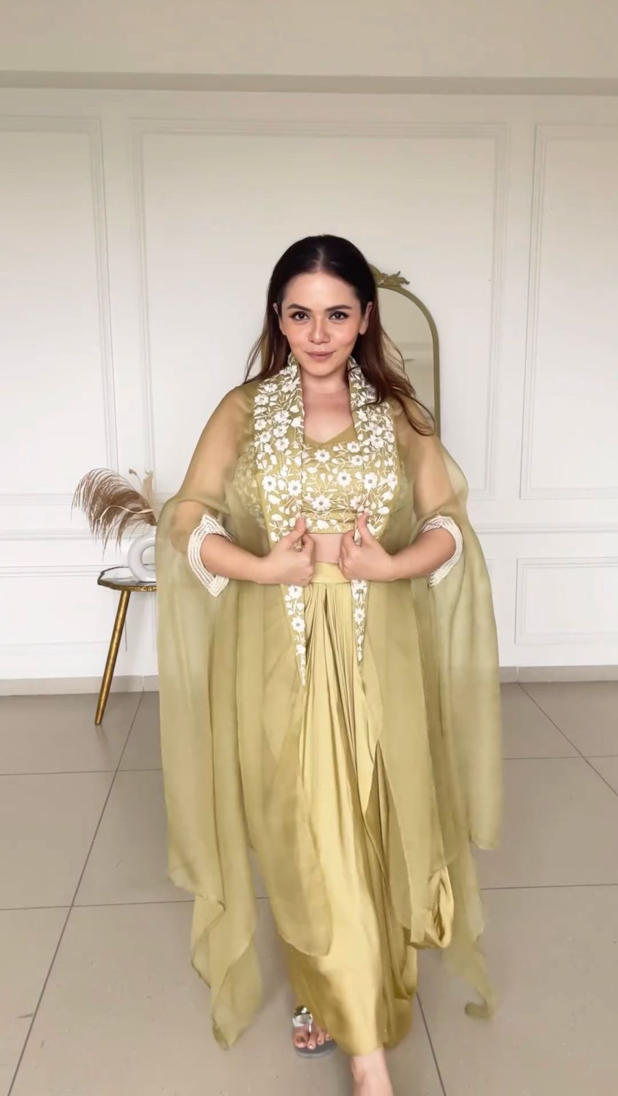 Golden Color Japan Satin Fabric Salwar Kameez Set For Girls