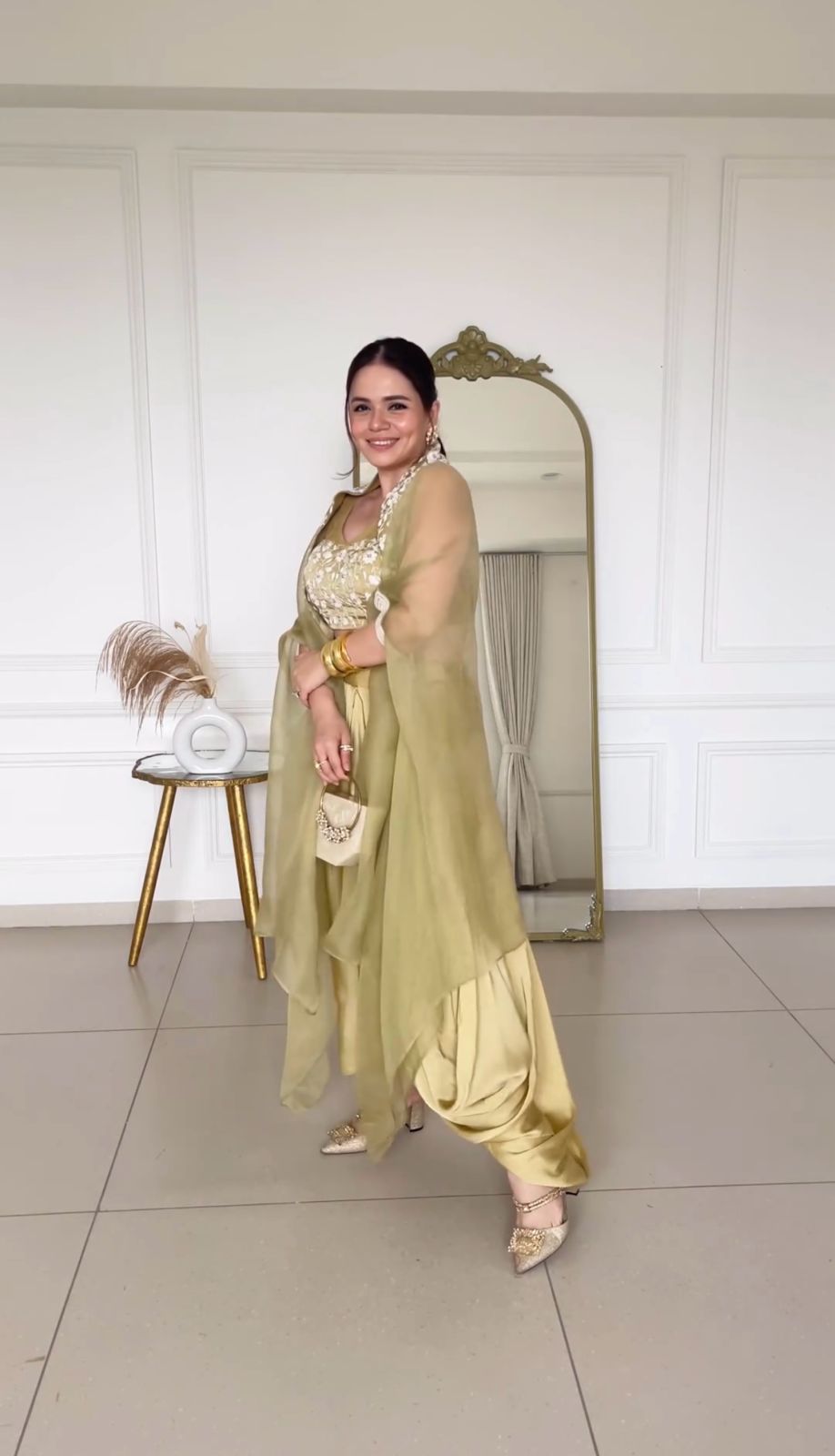 Golden Color Japan Satin Fabric Salwar Kameez Set For Girls
