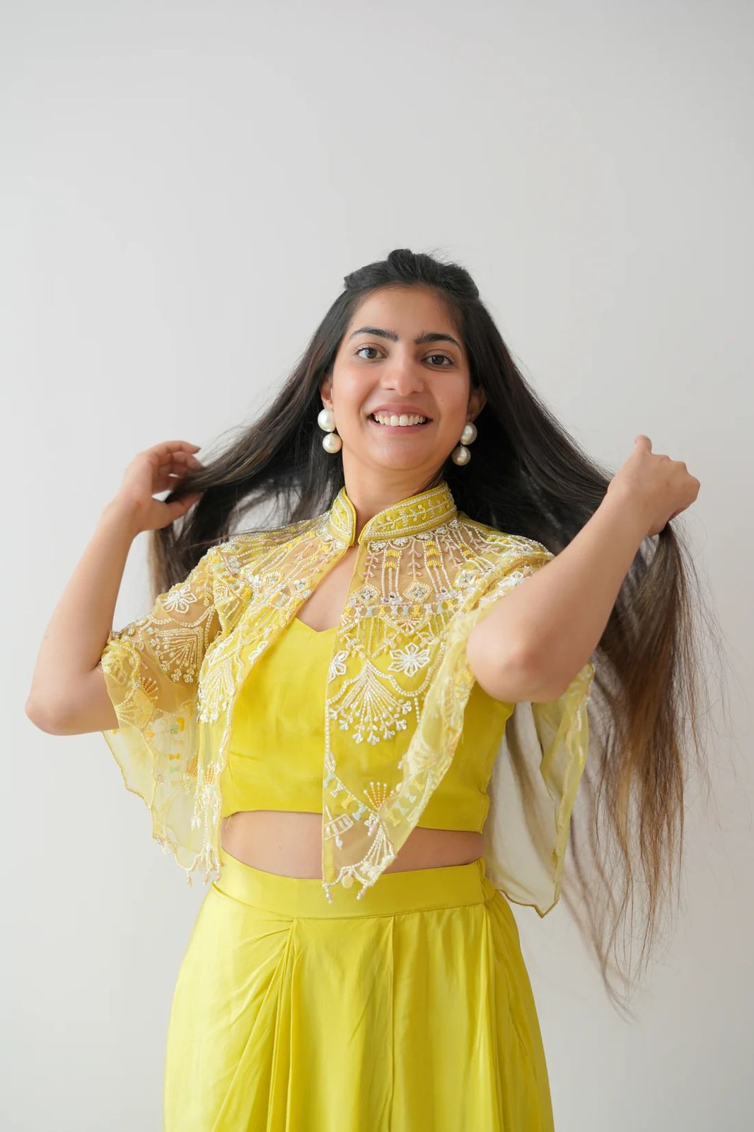 Yellow Color Natural Crep Fabric Salwar Kameez For Women