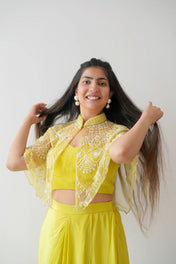 Yellow Color Natural Crep Fabric Salwar Kameez For Women